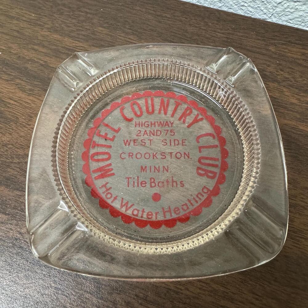 Vintage Glass Ashtray Motel Country Club Minnesota
